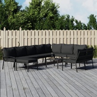 Garden Lounge Set with Grey Cushions Steel