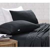 Elan Linen 100% Egyptian Cotton Vintage Washed 500TC Charcoal Queen Bed Sheets Set