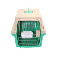 Small Dog Cat Crate Pet Airline Carrier Cage With Bowl and Tray-Green
