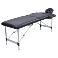 YES4HOMES 2 Fold Portable Aluminium Massage Table Massage Bed Beauty Therapy Black