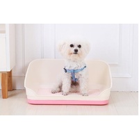 Medium Portable Dog Potty Training Tray Pet Puppy Toilet Trays Loo Pad Mat With Wall Pink
