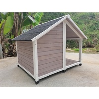 L Timber Pet Dog Kennel House Puppy Wooden Timber Cabin 130x105x100cm Grey