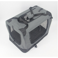 Medium Portable Foldable Dog Cat Puppy Rabbit Soft Crate Carrier-Grey
