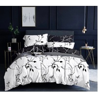 Tree Reversible Double Size Quilt/Duvet Cover Set - Black