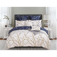 Tree Reversible Queen Size Blue Duvet Quilt Cover Set