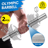 Olympic Barbell Bar 50cm Heavy Duty Dumbbell Handles Pair of Steel 100kg Weight Capacity with Spring Collars for 2" Olympic Weight Plate Strength Trai