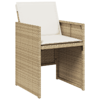 7 Piece Garden Dining Set with Cushions Beige Poly Rattan