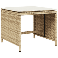 9 Piece Garden Dining Set with Cushions Beige Poly Rattan