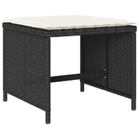 11 Piece Garden Dining Set with Cushions Black Poly Rattan
