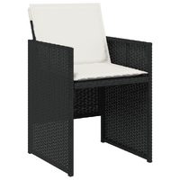15 Piece Garden Dining Set with Cushions Black Poly Rattan