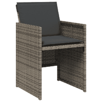 17 Piece Garden Dining Set with Cushions Grey Poly Rattan