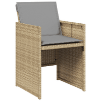 17 Piece Garden Dining Set with Cushions Mix Beige Poly Rattan