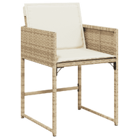 7 Piece Garden Dining Set with Cushions Beige Poly Rattan