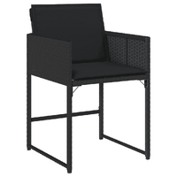 15 Piece Garden Dining Set with Cushions Black Poly Rattan
