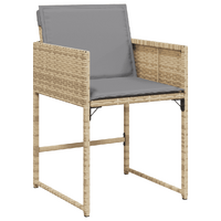 15 Piece Garden Dining Set with Cushions Mix Beige Poly Rattan