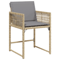 7 Piece Garden Dining Set with Cushions Mix Beige Poly Rattan