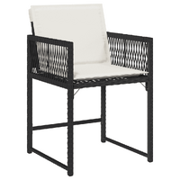 13 Piece Garden Dining Set with Cushions Black Poly Rattan