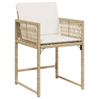 9 Piece Garden Dining Set with Cushions Beige Poly Rattan