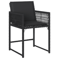 11 Piece Garden Dining Set with Cushions Black Poly Rattan