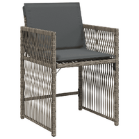 7 Piece Garden Dining Set with Cushions Grey Poly Rattan