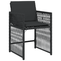 13 Piece Garden Dining Set with Cushions Black Poly Rattan