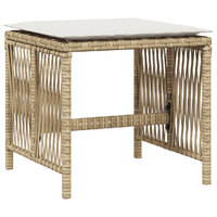 11 Piece Garden Dining Set with Cushions Beige Poly Rattan