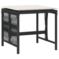 15 Piece Garden Dining Set with Cushions Black Poly Rattan