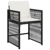 13 Piece Garden Dining Set with Cushions Black Poly Rattan