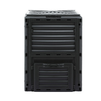 Gardeon Compost Bin 300L Heavy-Duty Black Outdoor Composter with Top Lid Bottom Door
