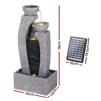 Gardeon Solar Fountain Water Feature Outdoor Fountain Indoor 3-Tier Cascading Grey