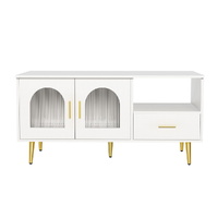 LED Coffee Table Shelf Drawer Storage White