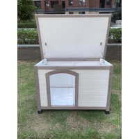 Timber Pet Dog Kennel House Puppy Wooden Timber Cabin Stripe White