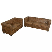 Blyth Chesterfield Sofa Artificial Leather Brown