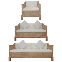 Sofa Set with Cushions Natural Rattan