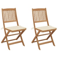 Folding Garden Chairs with Cushions Solid Wood Acacia