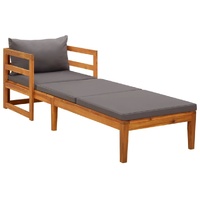 Sun Lounger with Cushions Solid Acacia Wood