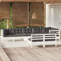 9 Piece Garden Lounge Set with Cushions Solid Pinewood