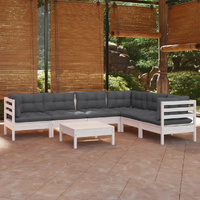 7 Piece Garden Lounge Set with Cushions Solid Pinewood