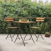 Folding Bistro Chairs Solid Wood Teak and Steel