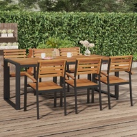 Garden Table with U-shaped Legs Solid Wood Acacia