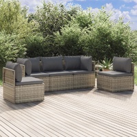 Garden Lounge Set with Cushions Grey Poly Rattan