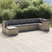 Garden Lounge Set with Cushions Grey Poly Rattan