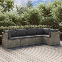 Garden Lounge Set with Cushions Grey Poly Rattan