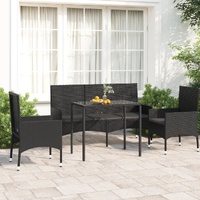 4 Piece Garden Lounge Set with Cushions Poly Rattan