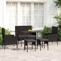 6 Piece Garden Lounge Set with Cushions Poly Rattan
