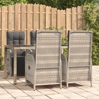 Garden Dining Set with Cushions Grey Poly Rattan