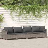Garden Lounge Set with Cushions Grey Poly Rattan