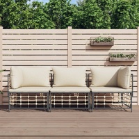 Garden Lounge Set with Cushions Anthracite Poly Rattan