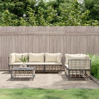 Garden Lounge Set with Cushions Anthracite Poly Rattan