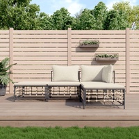 Garden Lounge Set with Cushions Anthracite Poly Rattan